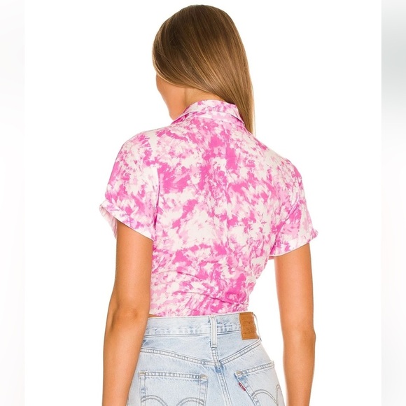 For Love And Lemons Pink Tie-Front Button Down Shirt - Picture 2 of 6